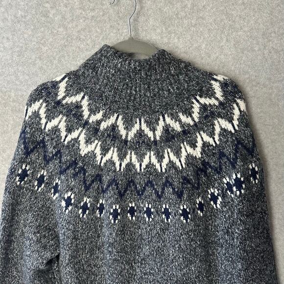 Old Navy Fair Isle Sweater Dress Size XXL Gray Knit Long Sleeve Cowl Turtleneck - Picture 8 of 13